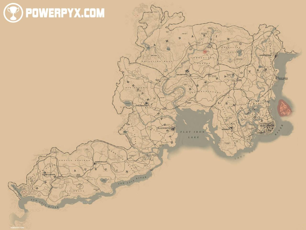 荒野大镖客2地图位置和名字（荒野大镖客2详细地图资料及介绍）