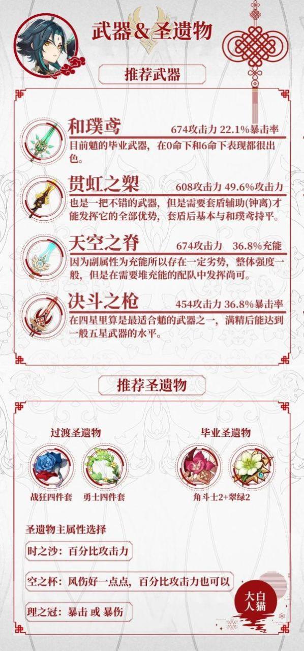 原神角色攻略魈详细介绍（原神魈圣遗物及武器推荐）