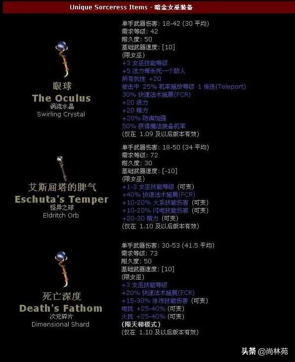 暗黑2所有暗金装备图鉴（暗黑二各职业专属暗金装备汇总）