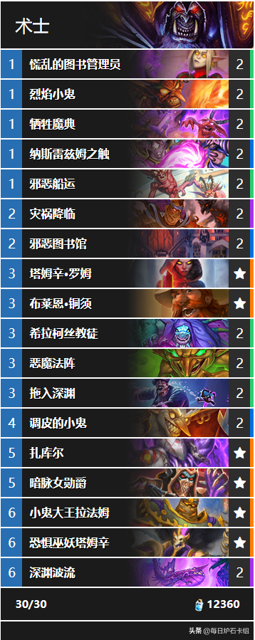 炉石传说术士卡组（炉石传说术士标准答案）